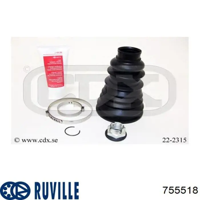 Пильник шарніра кутових швидкостей зовнішній передній Ruville 755518 ціна, від 8.08 USD