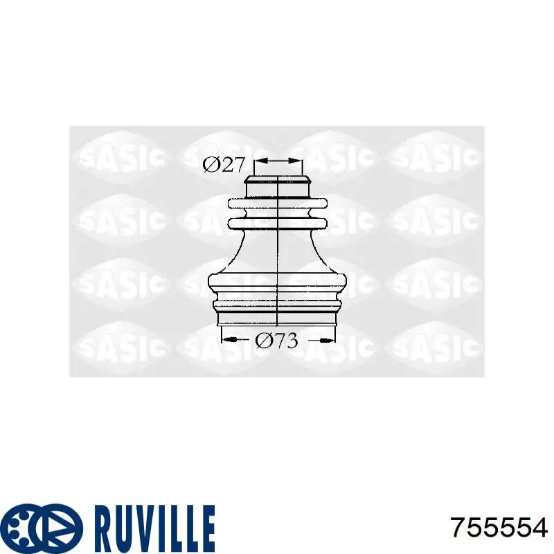 755554 Ruville Пильник шарніра кутових швидкостей внутрішній передній правий