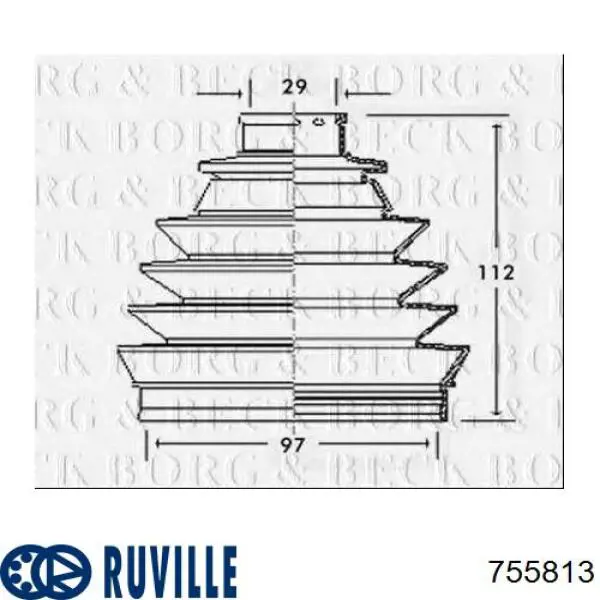 755813 Ruville Пильник ШРУСа зовнішній, передній піввісі