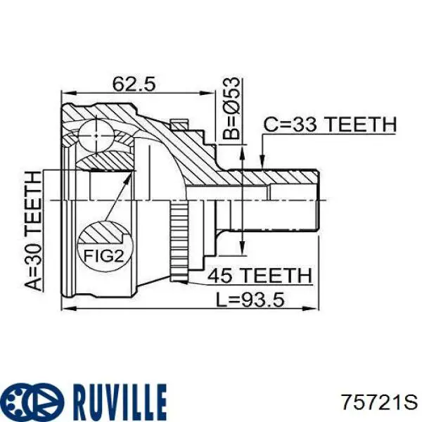 ШРУС зовнішній задній 75721S Ruville