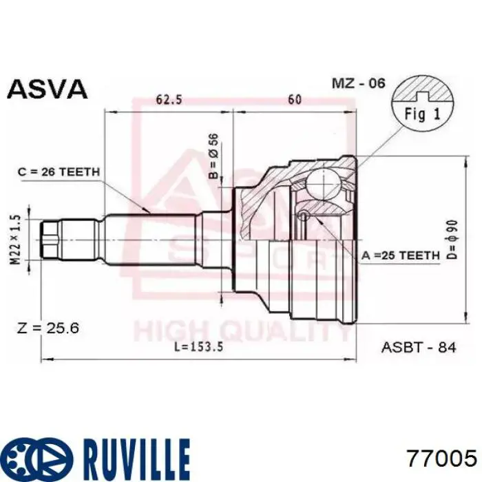 Купити 77005 Ruville Шарнір приводу зовнішній