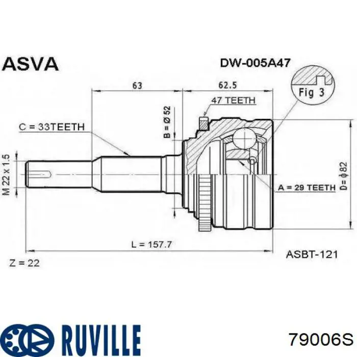 Купити 79006S Ruville Шарнір приводу зовнішній
