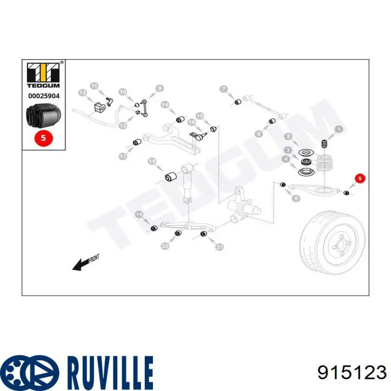 Купити 915123 Ruville Сайлентблок цапфи задньої