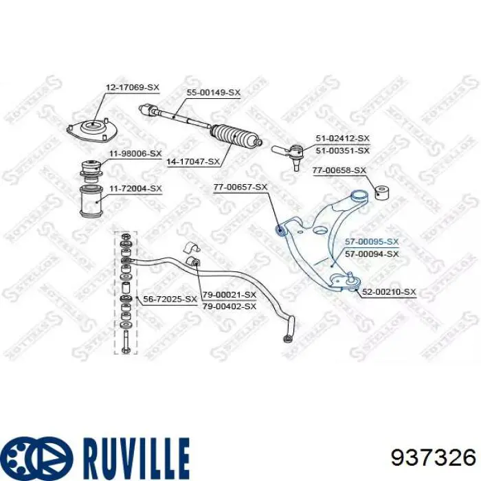 Важіль передньої підвіски нижній, лівий 937326 Ruville
