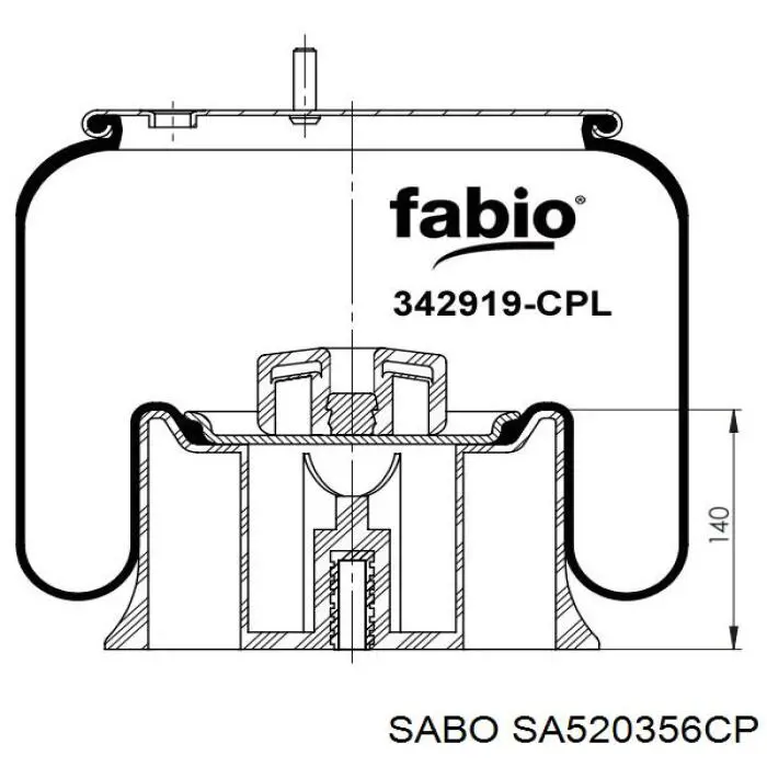 Пневмоподушка/Пневморессора моста Sabo SA520356CP ціна, від 85.94 USD