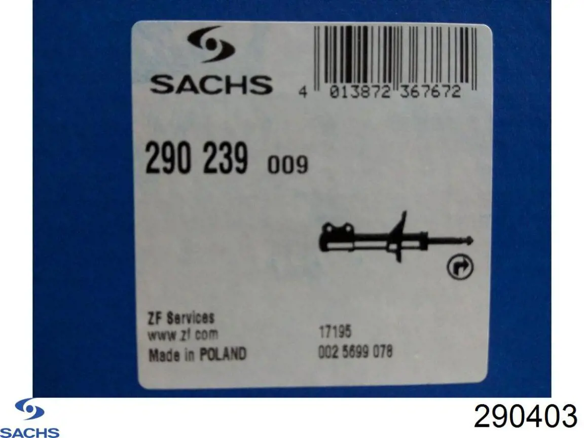 Купити 290403 Sachs Стійка амортизатора задня