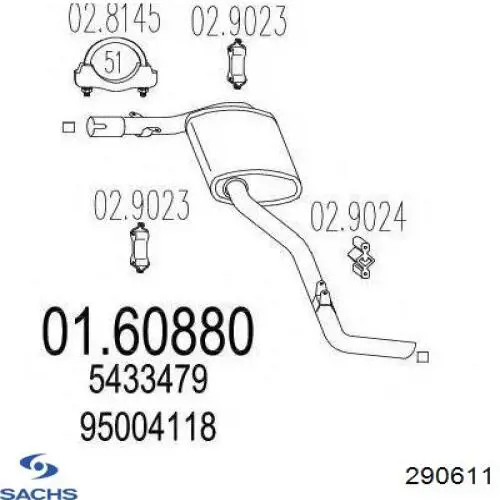 Стойка амортизатора передняя Sachs 290611 ціна, від 24.53 USD