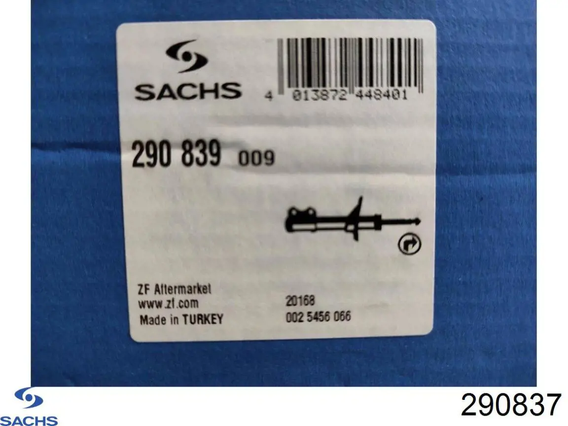 Амортизатор передній, правий Sachs 290837 ціна, від 59.04 USD