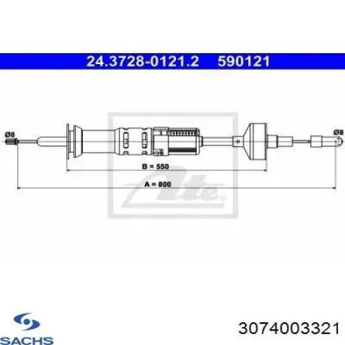 Трос зчеплення Sachs 3074003321 ціна, від 5.41 USD