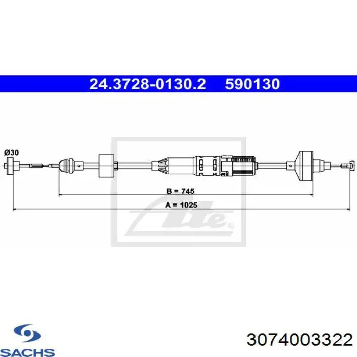 Купити 3074003322 Sachs Трос зчеплення
