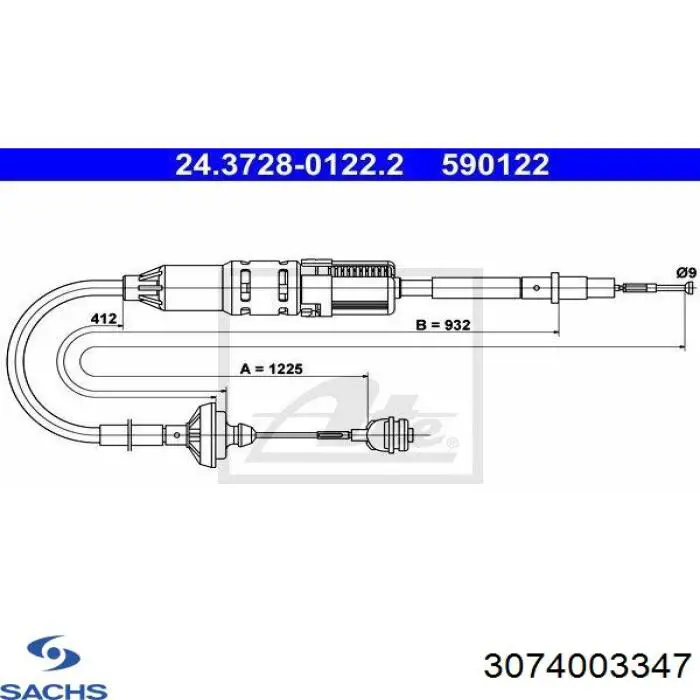 Трос зчеплення Sachs 3074003347 ціна, від 1569.50 UAH