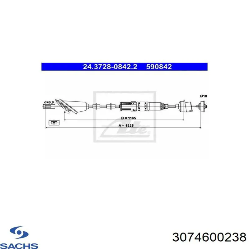 Трос зчеплення Sachs 3074600238 ціна, від 31.49 USD