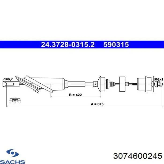 Тросик зчеплення Sachs 3074600245