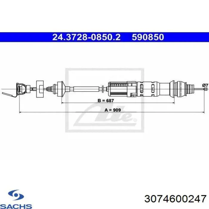 Купити 3074600247 Sachs Трос зчеплення