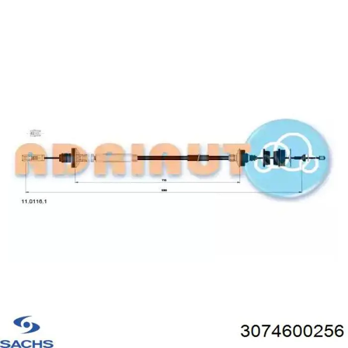 Трос зчеплення Sachs 3074600256 ціна, від 25.61 USD