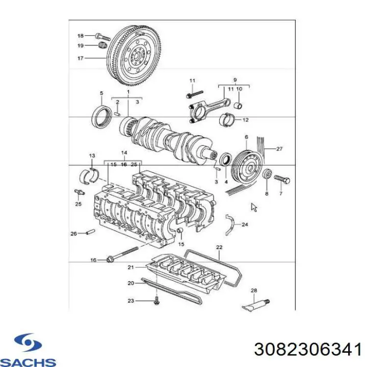 Пелюстковий кошик зчеплення Sachs 3082306341 ціна, від 210.14 USD