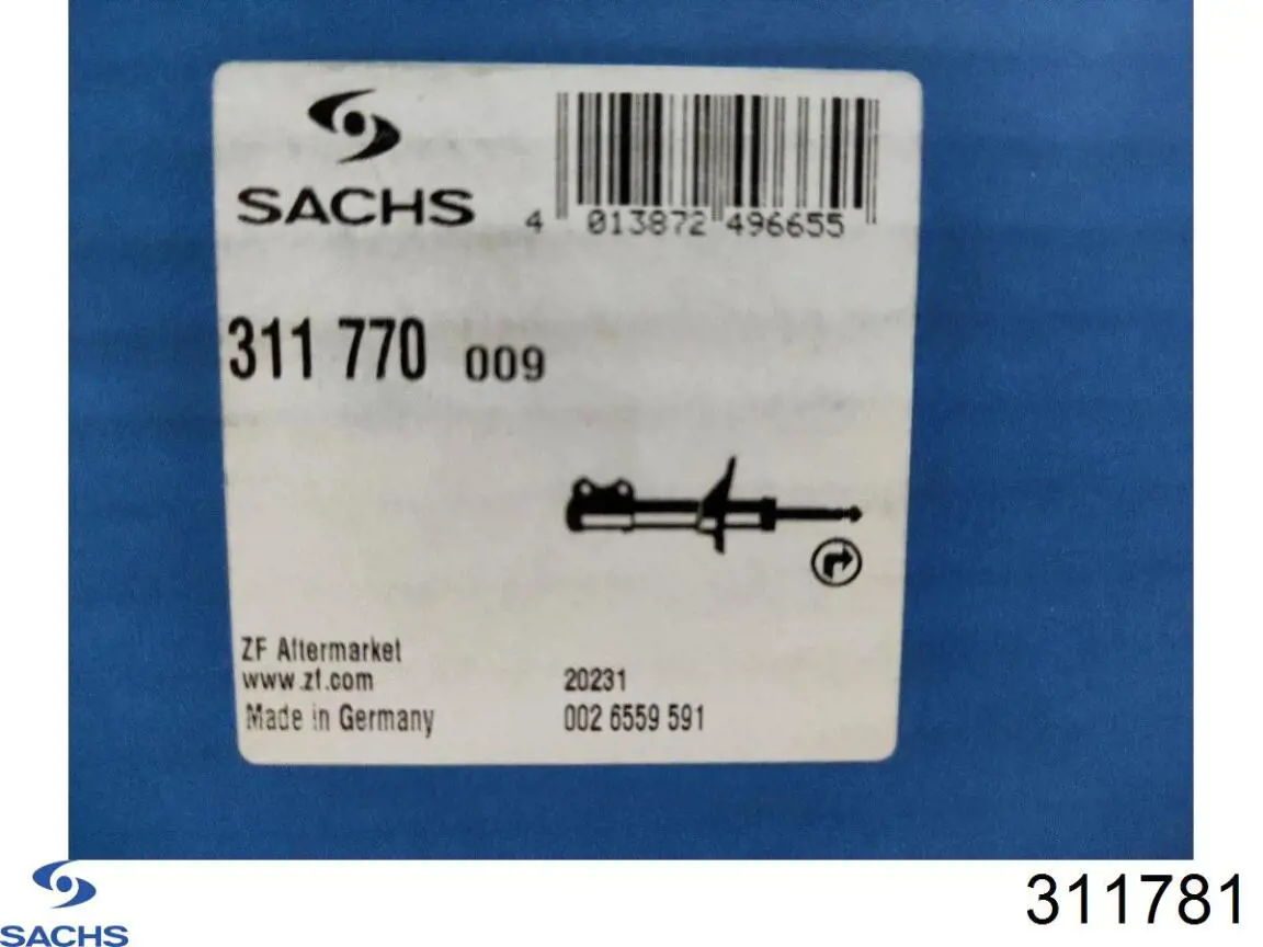 Амортизатор передній 311781 Sachs