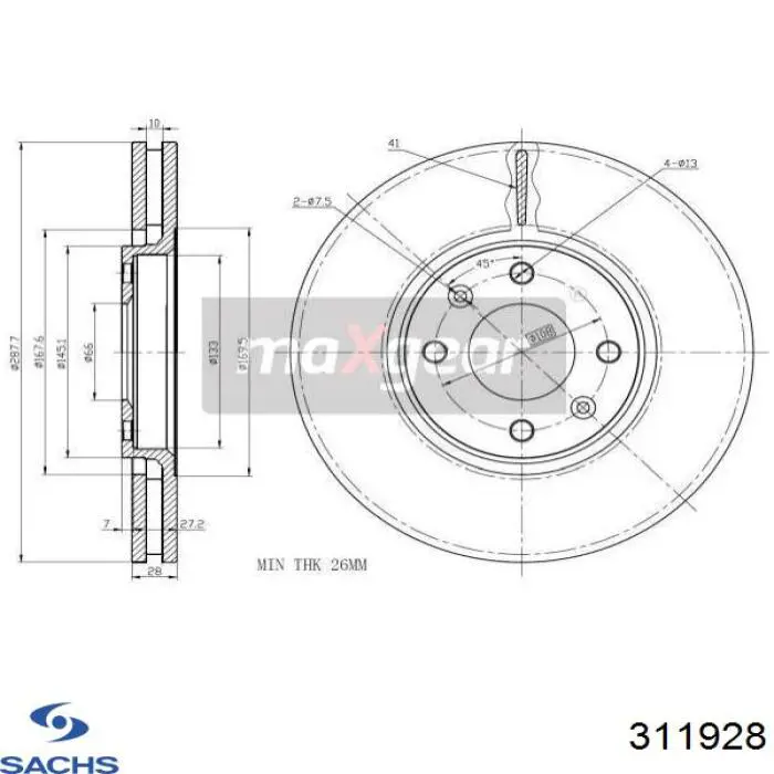 Стойка амортизатора передняя Sachs 311928 ціна, від 34.17 USD