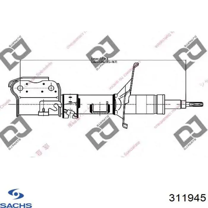 Амортизатор передній, лівий 311945 Sachs