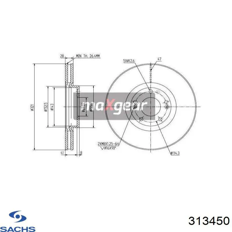 Амортизатор передній, правий Sachs 313450 ціна, від 45.56 USD