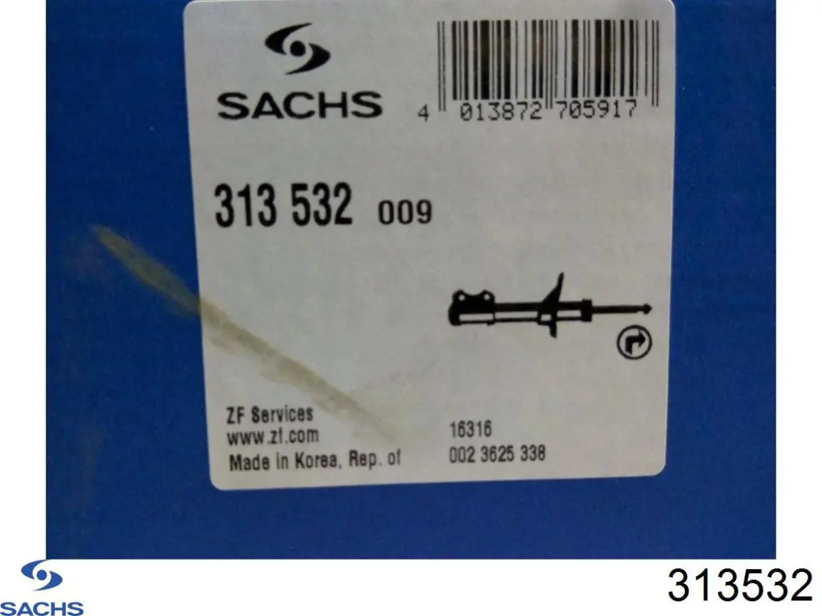 Амортизатор передній, правий Sachs 313532 ціна, від 72.00 USD