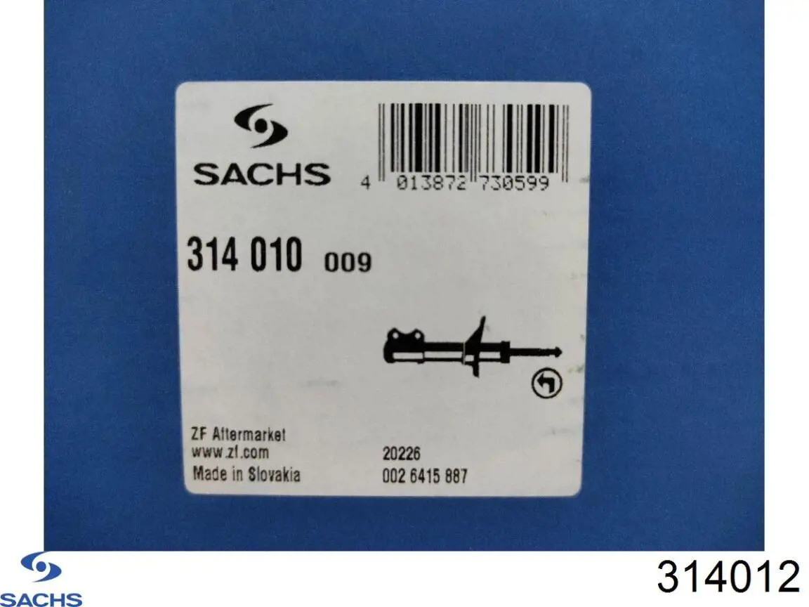 Купити 314012 Sachs Амортизатор передній, правий