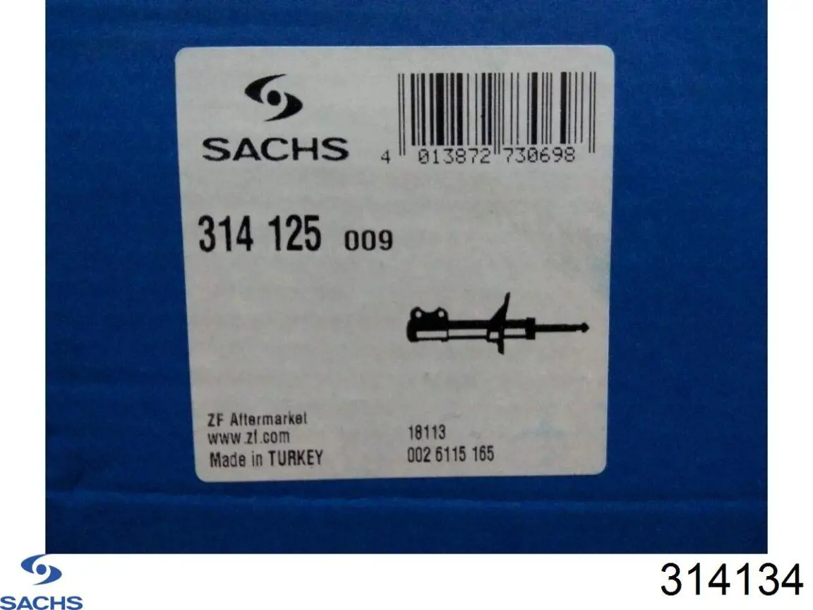 Амортизатор передній, правий 314134 Sachs