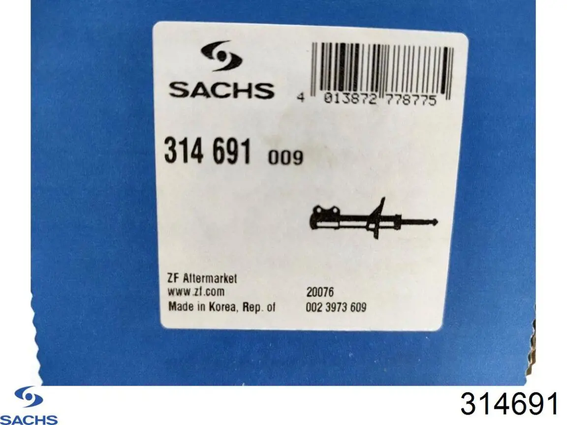 314691 Sachs амортизатор передній