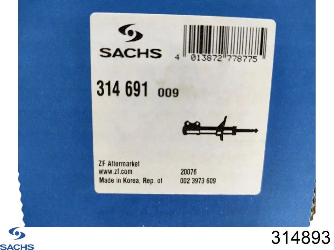 Амортизатор передній, правий 314893 Sachs