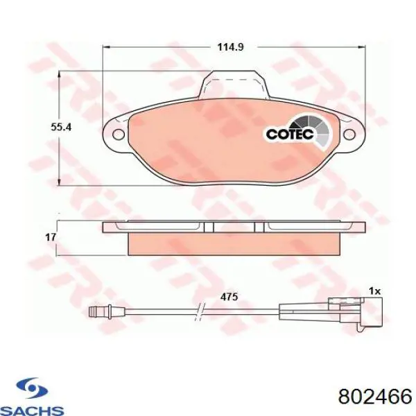 802466 Sachs Кріплення переднього амортизатора