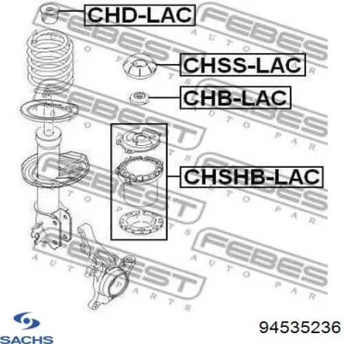 Підшипник опорний амортизатора, переднього Sachs 94535236 ціна, від 4.37 USD