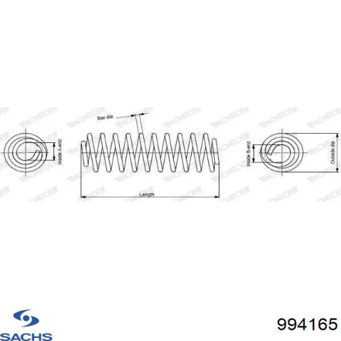 Пружина задня Sachs 994165 ціна, від 30.76 USD