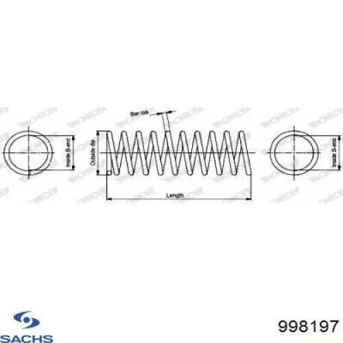 998197 Sachs Пружина амортизатора передняя