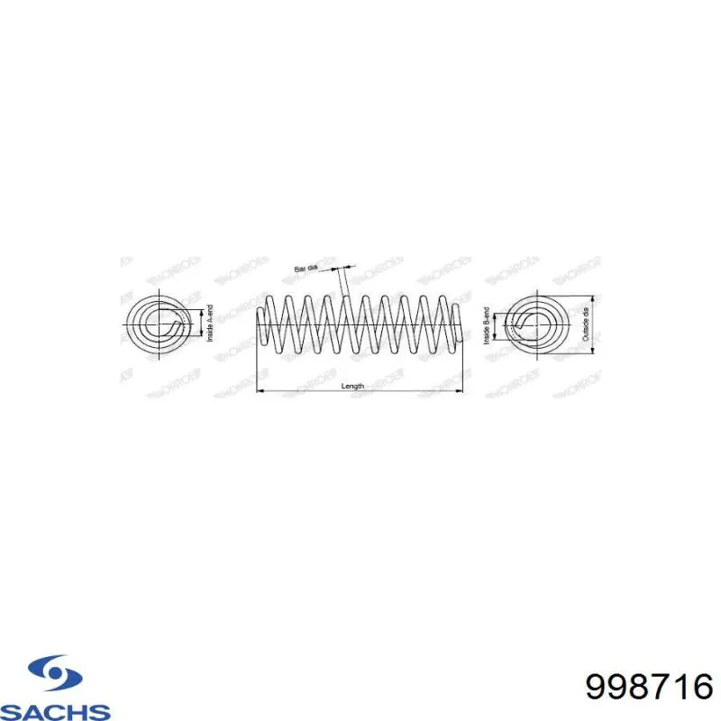 Пружина передня Sachs 998716 ціна, від 28.34 USD