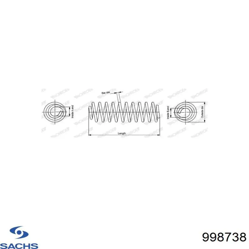998738 Sachs Пружина амортизатора передняя