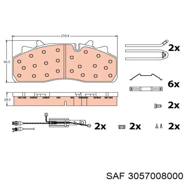 Купити 3057008000 SAF Колодки гальмівні передні, дискові
