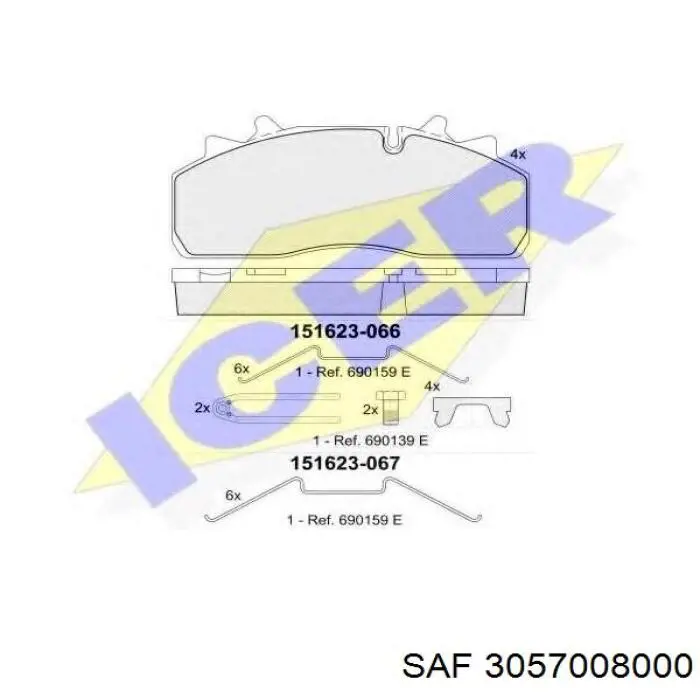 Гальмівні колодки SAF 3057008000 ціна, від 65.96 USD