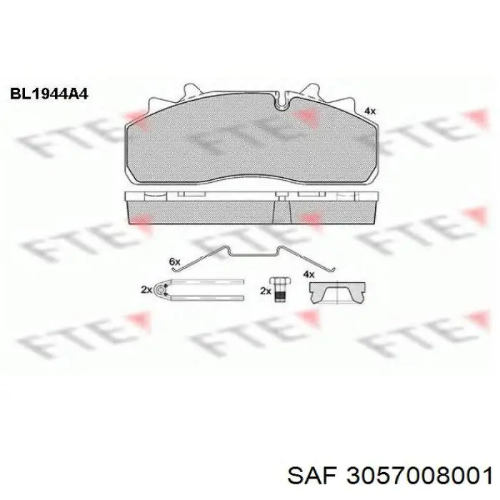 Гальмівні колодки SAF 3057008001 ціна, від 75.13 USD