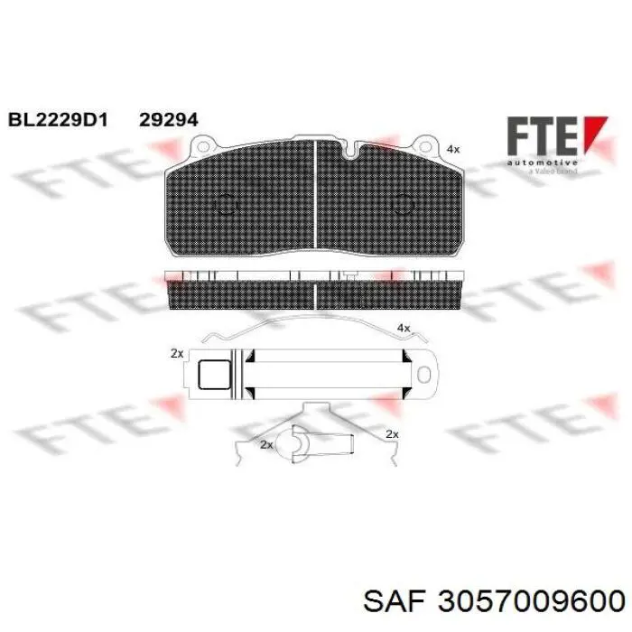 Купити 3057009600 SAF Колодки гальмівні передні, дискові