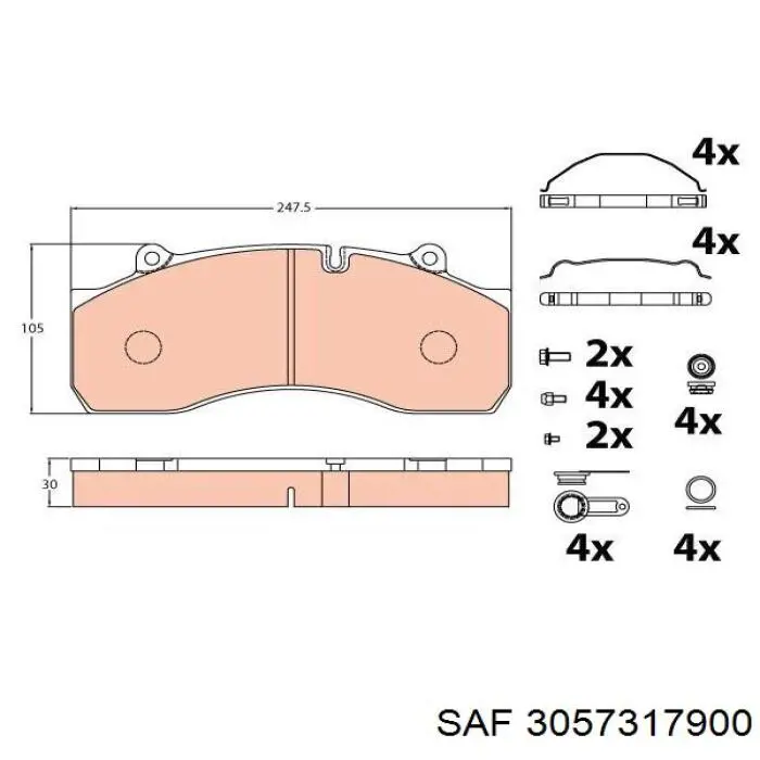 Купити 3057317900 SAF Задні колодки