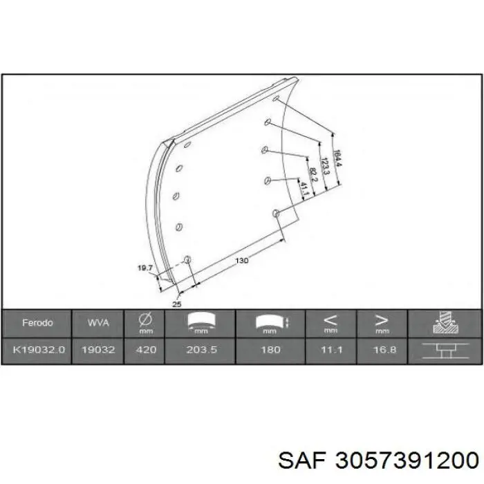 3057391200 SAF Накладка гальмівна задня (TRUCK)