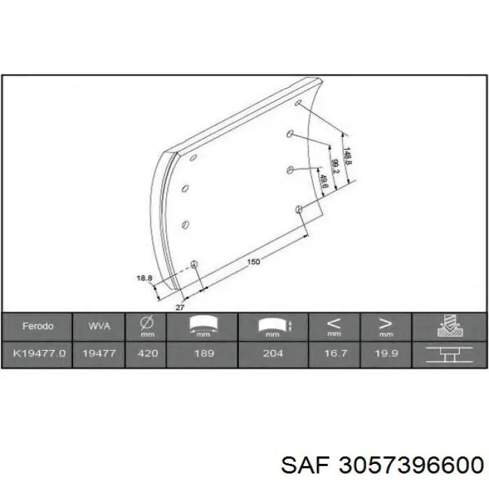 Купити 3057396600 SAF Колодки гальмові задні, барабанні
