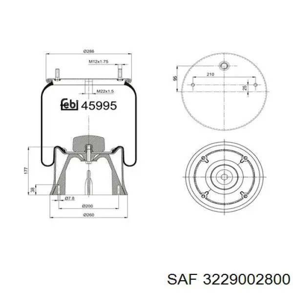 Купити 3229002800 SAF Пневмоподушка/Пневморессора моста