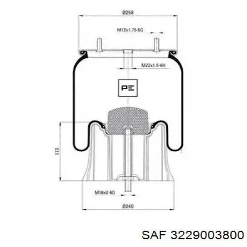 Пневмоподушка/Пневморессора моста SAF 3229003800 ціна, від 121.85 USD