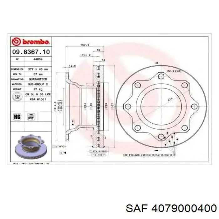 Задні дискові гальма SAF 4079000400 ціна, від 103.79 USD