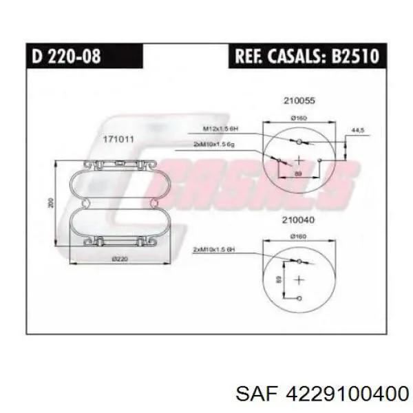 Пневмоподушка/Пневморессора моста SAF 4229100400 ціна, від 34.71 USD