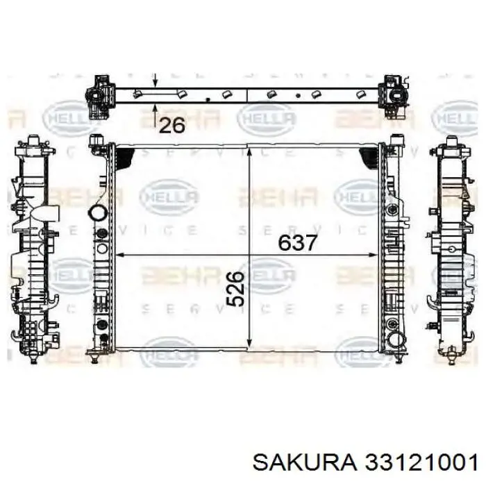 33121001 Sakura радіатор охолодження двигуна