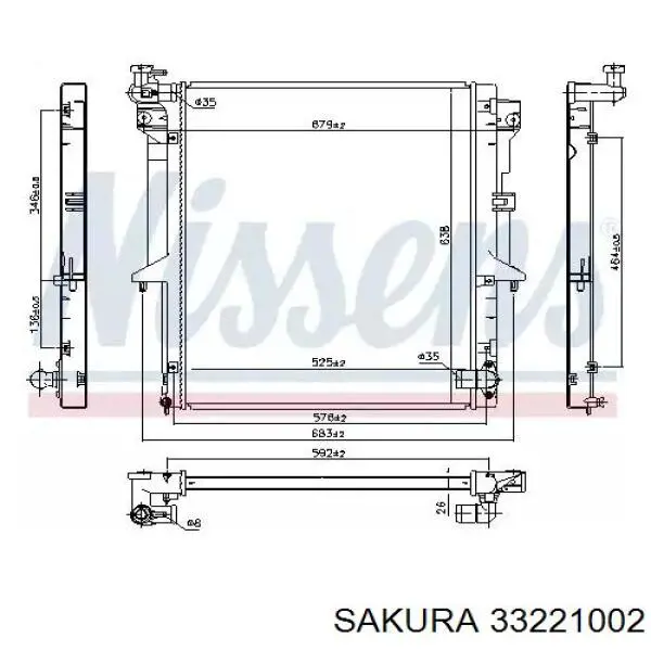 Радіатор основний Sakura 33221002 ціна, від 92.59 USD
