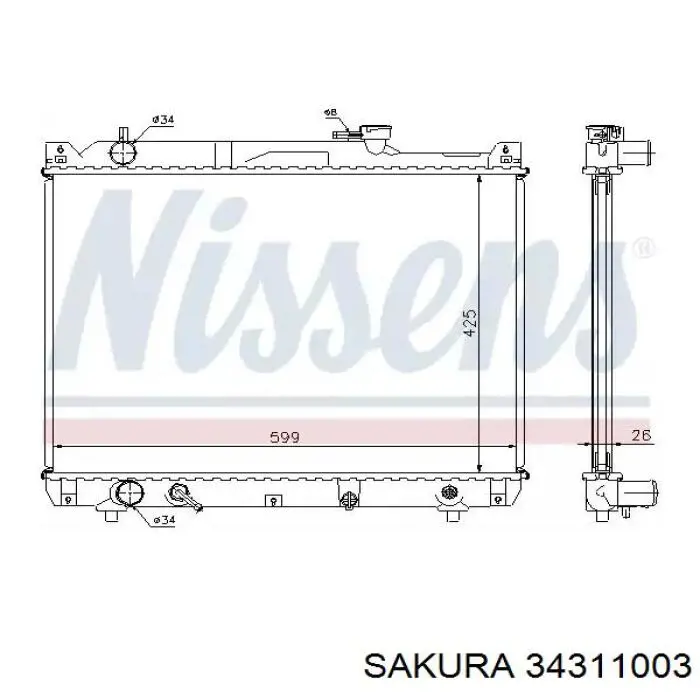 34311003 Sakura радіатор охолодження двигуна