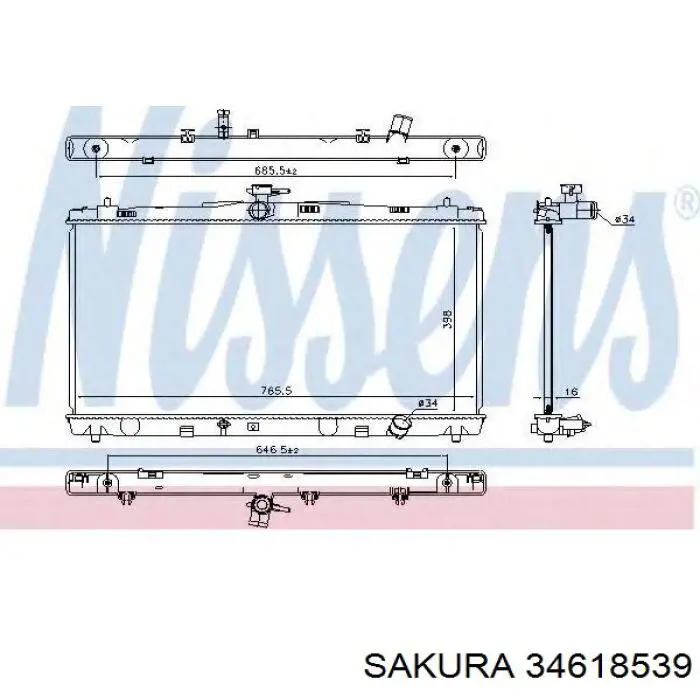 Купити 34618539 Sakura Радіатор двигуна